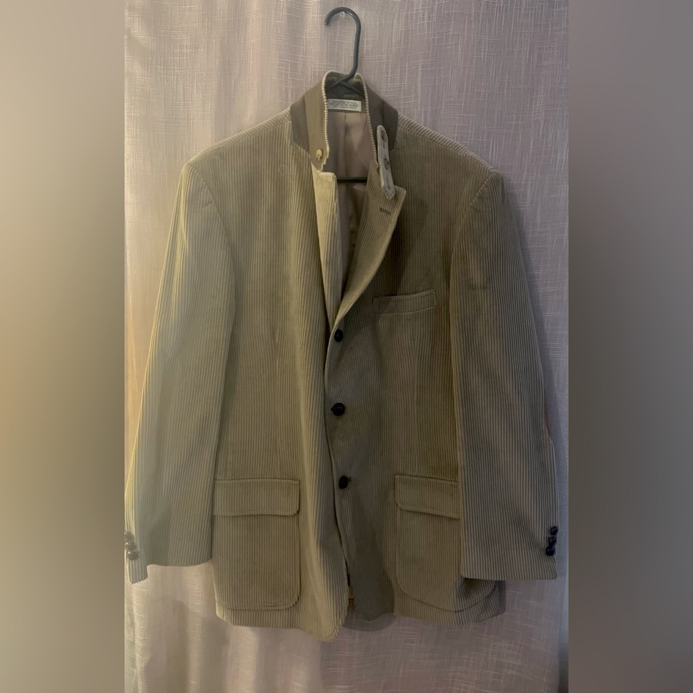 Vintage ORVIS Corduroy 3 Button Tan Sports Coat elbow patches Jacket Men's 44 L